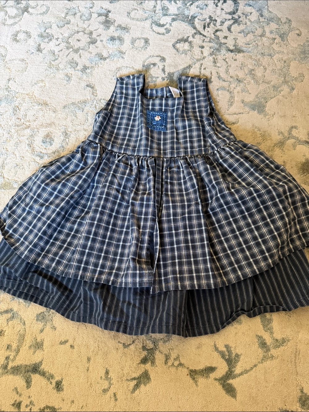 GAP Navy and White Plaid Tiered Girls' Dress